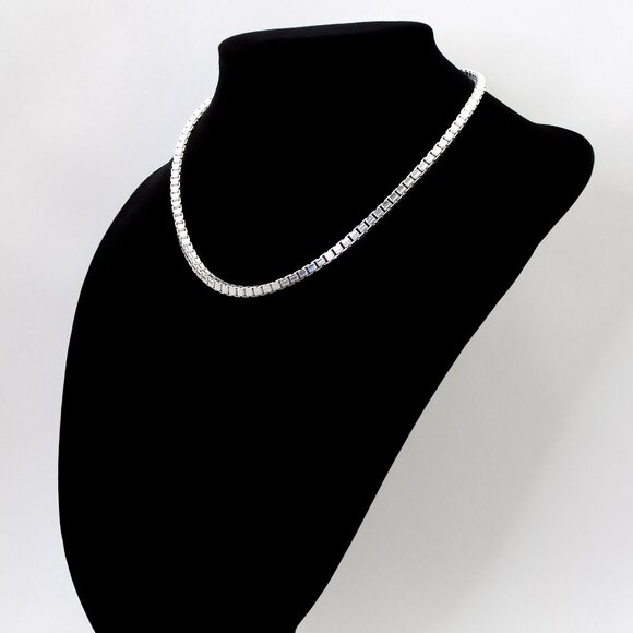 Sterling Silver 3.8mm Thick Box Chain Choker 16" | 925 Italy Women’s Necklace - Picture 3 of 4